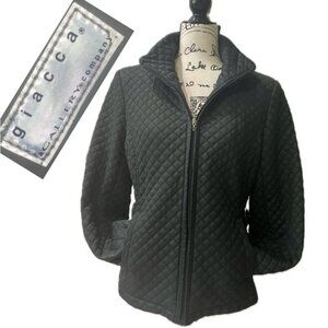 VTG GIACCA GALLERY  QUILTED COAT JACKET  Sz M EMO BLACK AESTHETIC
